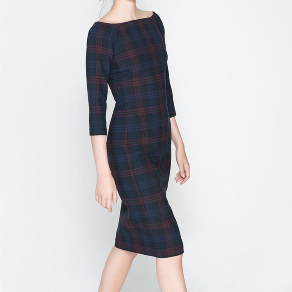 Zara plaid midi dress